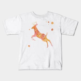 Running Deer Watercolor Painting Kids T-Shirt